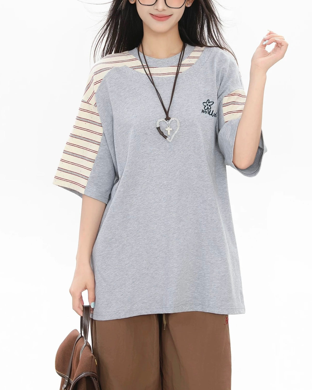 Striped short sleeves