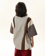 Retro colorblock short-sleeved shirt