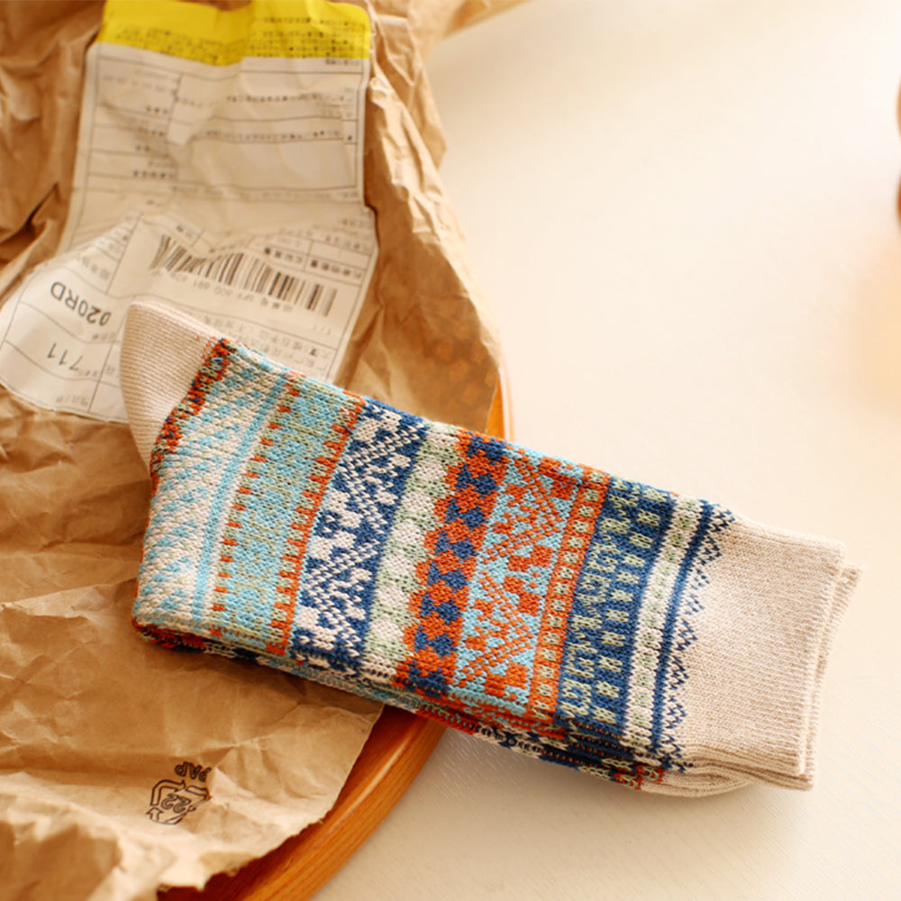 復古針織中筒襪