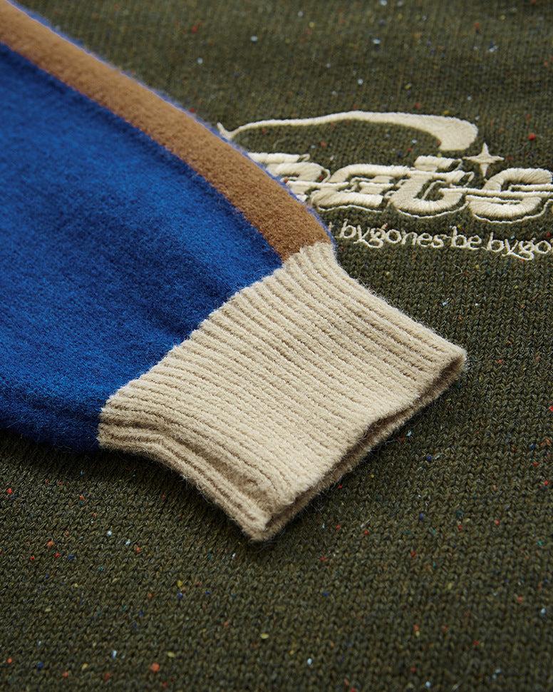 復古撞色拼接毛衣