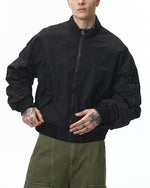 Casual stand-up collar plaid color-blocked baseball jacket