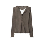 Preppy style fake two-piece top (women's style)