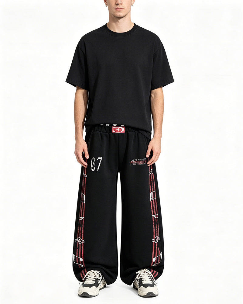 Distressed wide-leg casual pants