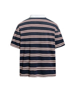 Color-blocked striped short-sleeved shirt