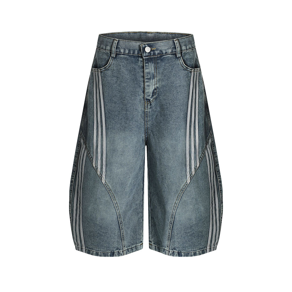 Vintage Washed Cropped Denim Shorts