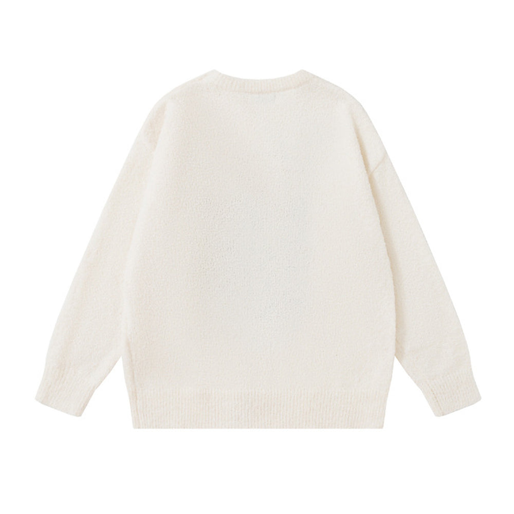 圓領小熊愛心針織衫