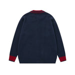 대비색 크루넥 스웨터