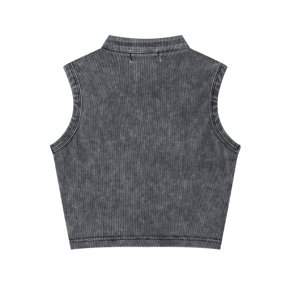 Distressed printed vest (women's)