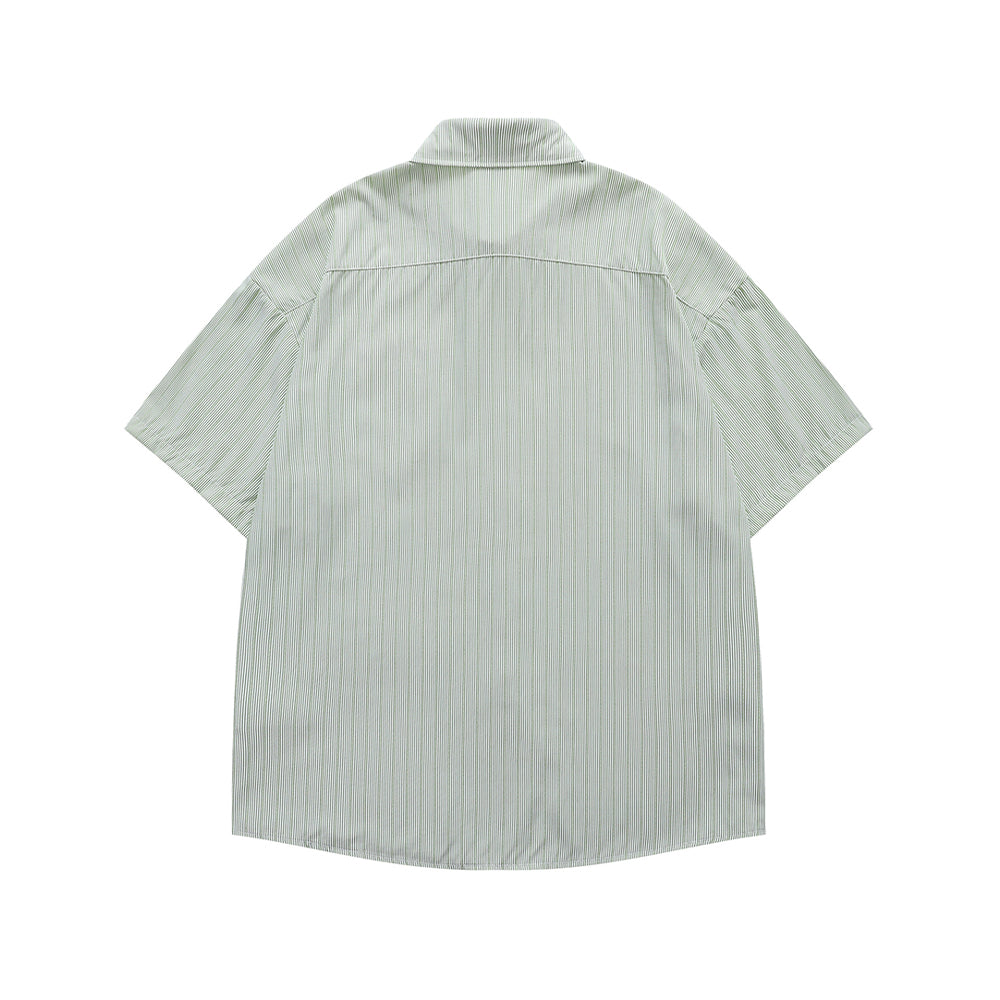 embroidered striped short-sleeved shirt