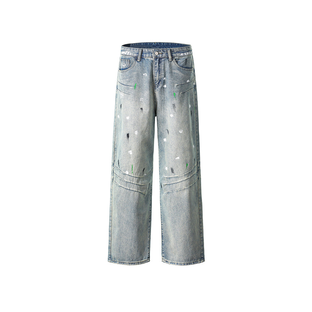 Ink-splashed casual jeans