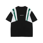 대조적인 컬러 스티칭 짧은 소매