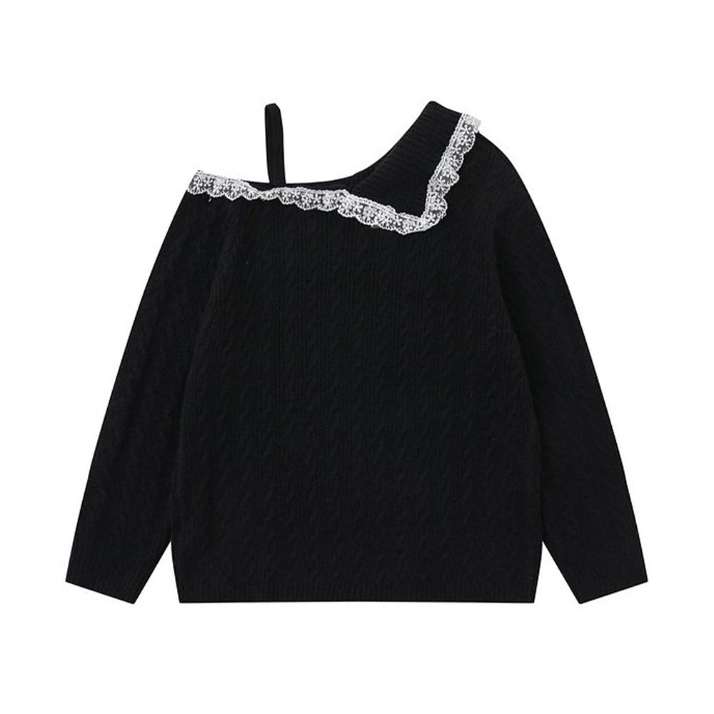 레이스 패널 니트 스웨터(여성용)