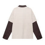 Retro patchwork fake two-piece lapel long sleeves