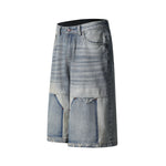 워시드 패널 데님 반바지