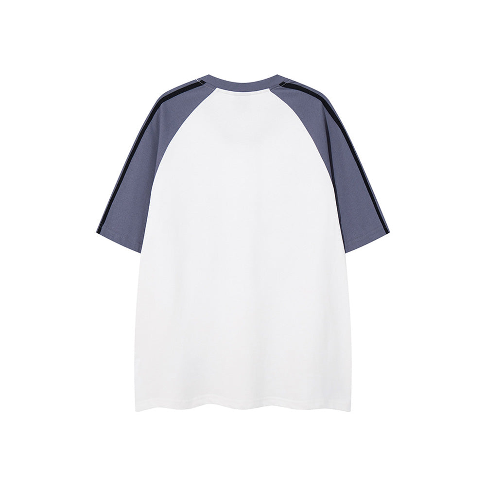 레트로 콘트라스트 프린트 반소매