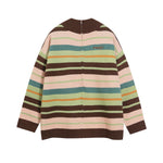 striped stand collar cardigan sweater
