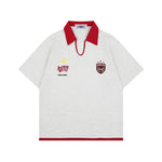 레트로 콘트라스트 라펠 반팔