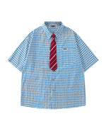 Casual plaid short-sleeved shirt