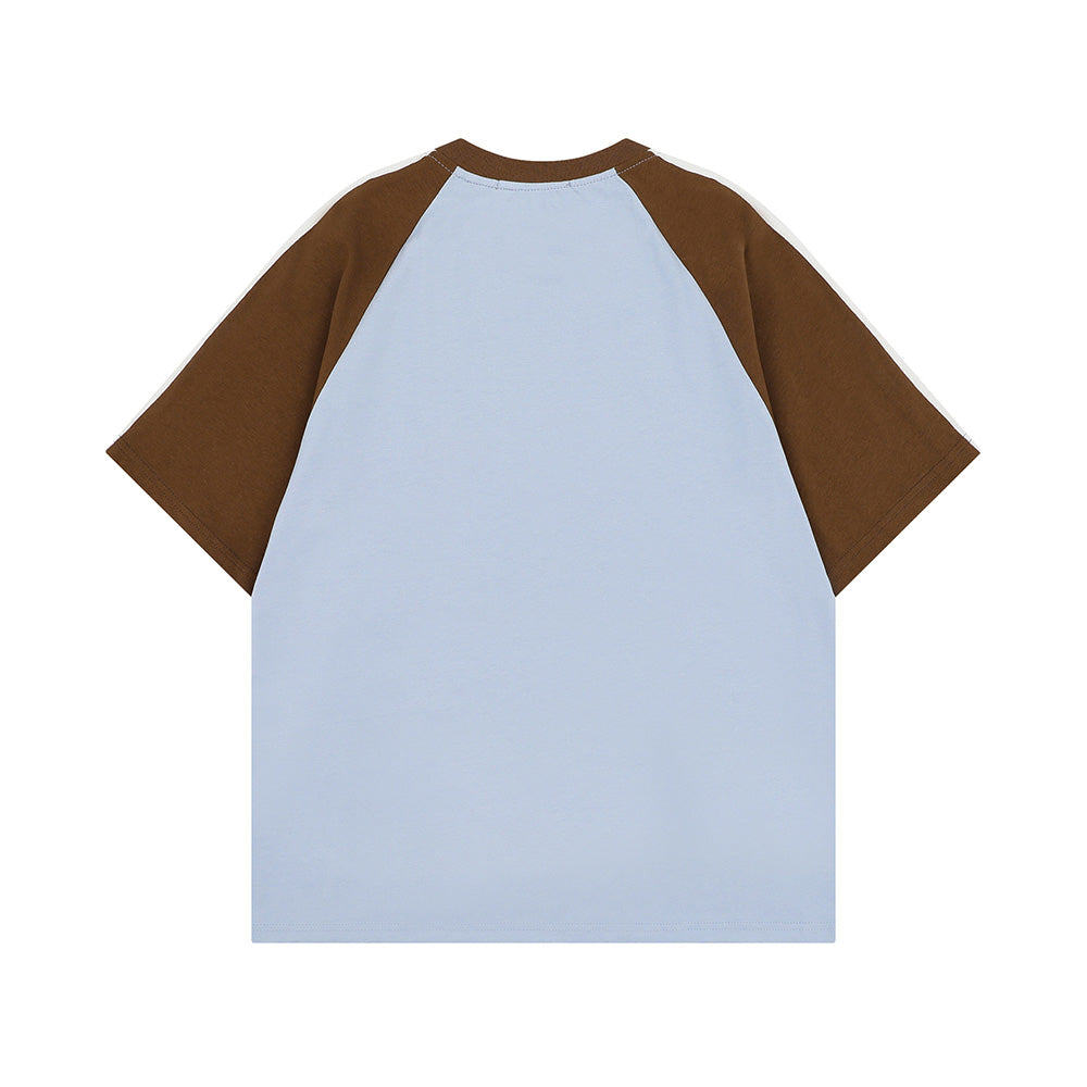 레트로 콘트라스트 프린트 반소매