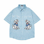 Cute embroidered puppy short-sleeved shirt