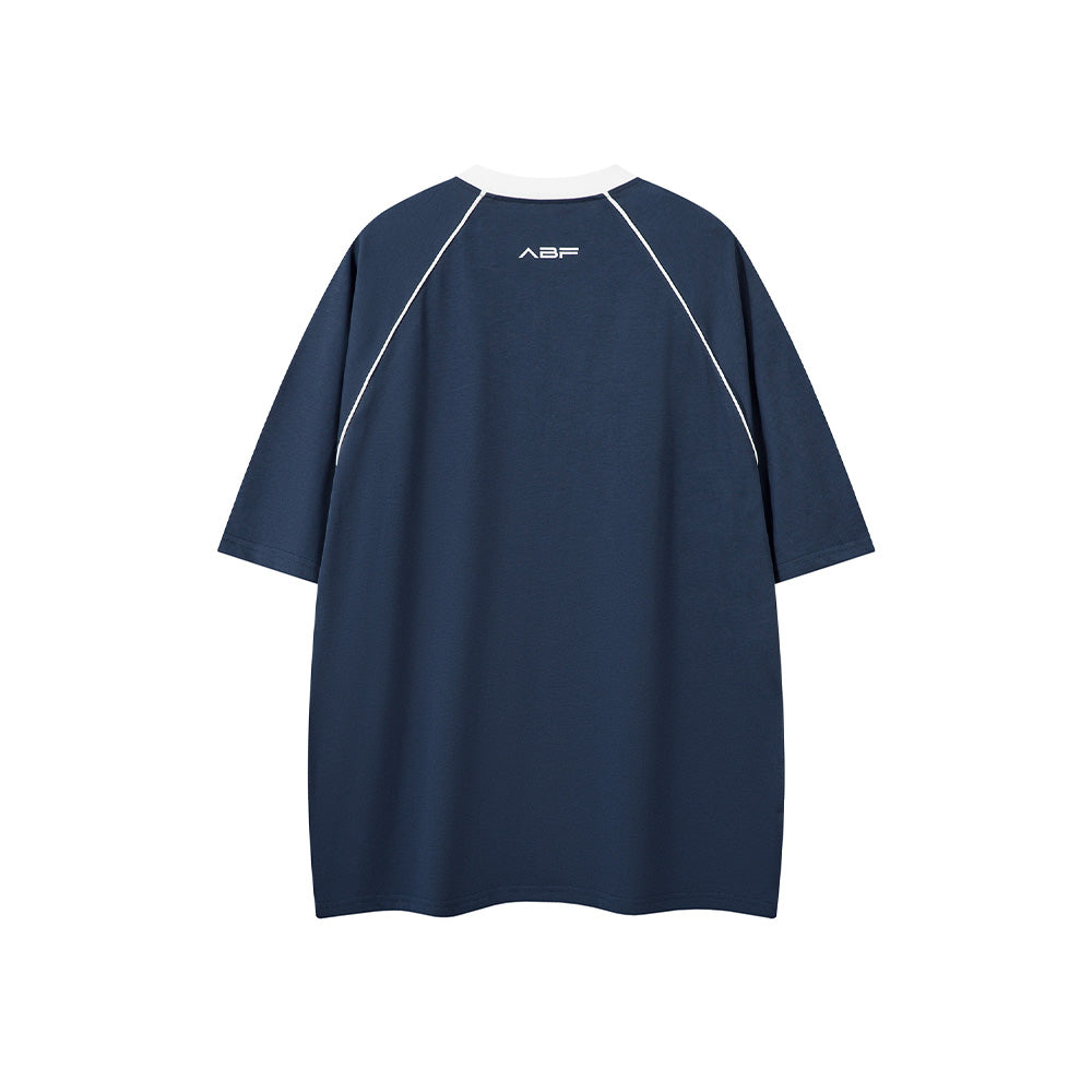 Lettering print half-zip short sleeves