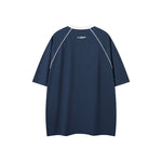 Lettering print half-zip short sleeves