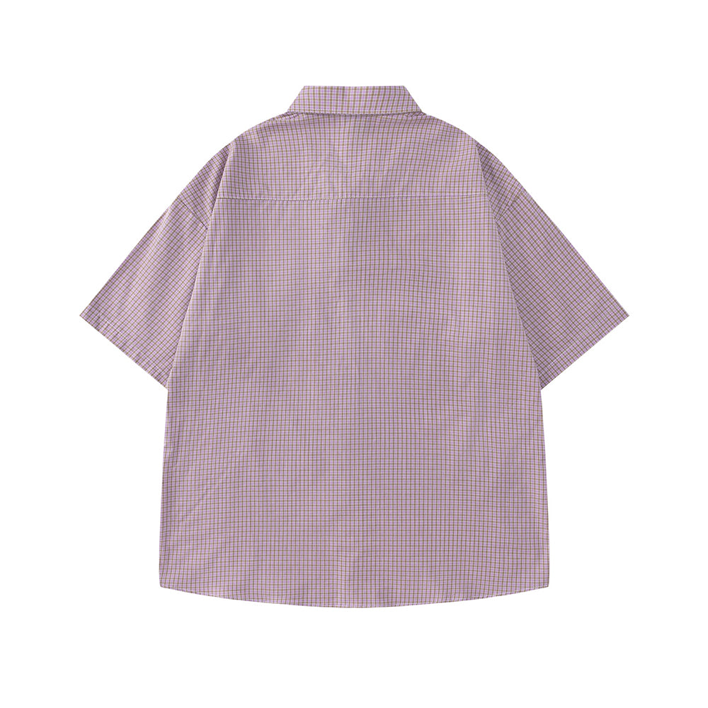 復古格紋短袖襯衫