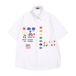 Retro fun cartoon embroidered shirt