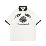 아메리칸 레트로 힙합 자수 문자 반팔