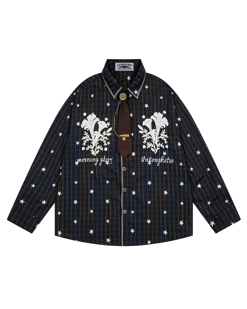 Star-patterned long-sleeved shirt