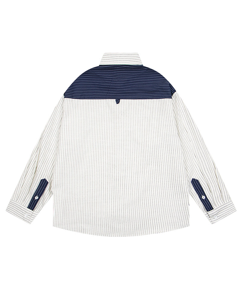 Color-blocked minimalist long-sleeved shirt