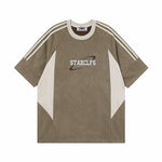 美式復古拼接撞色短袖