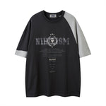 Contrast color stitching couple short sleeves