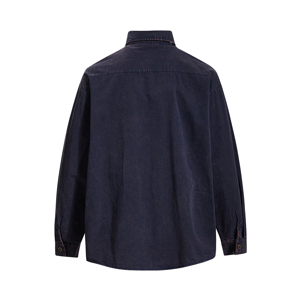 Distressed versatile long-sleeved shirt