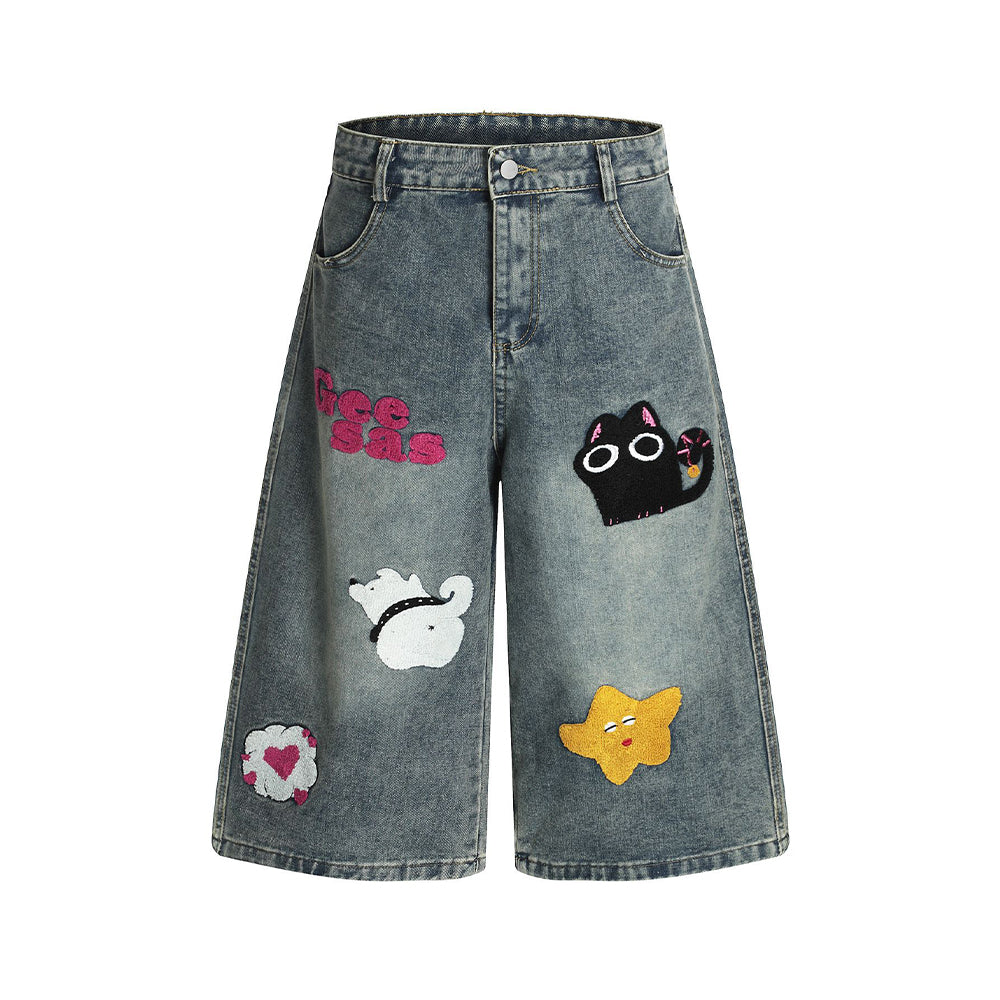 趣味刺綉牛仔褲