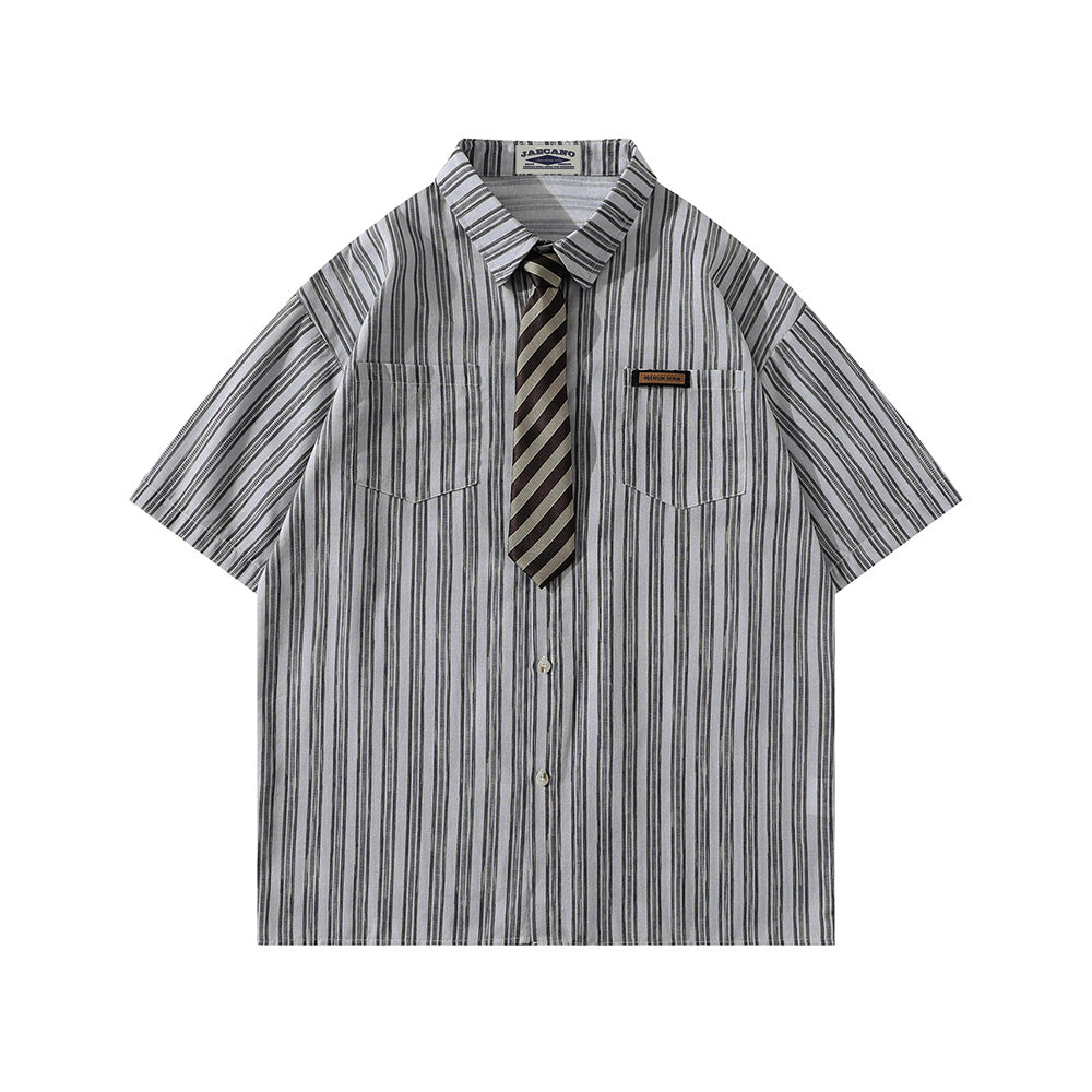 Striped short-sleeved shirt