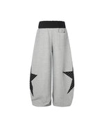 Contrast color patchwork casual pants