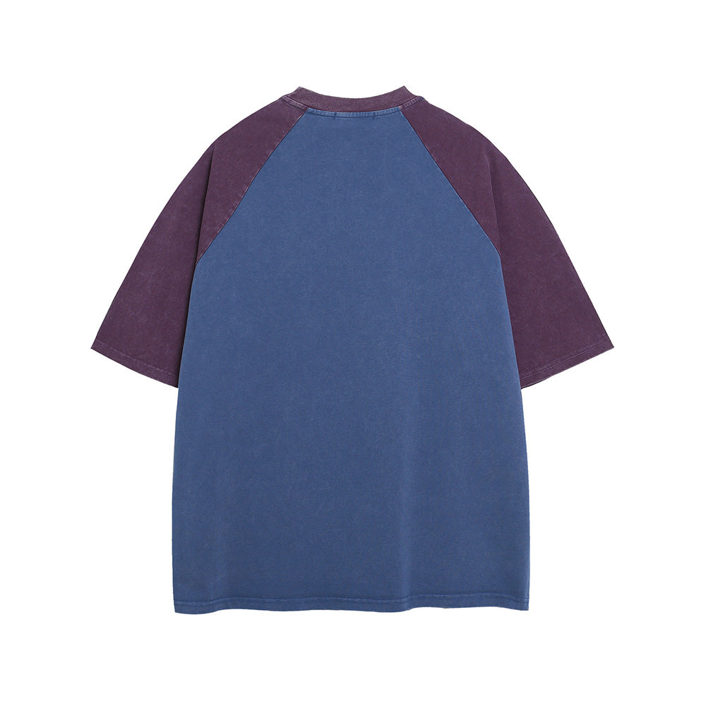 레터 프린트 컬러블록 반팔