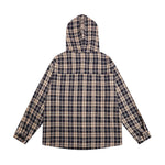 做舊撞色格子連帽襯衫