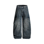 Distressed multi-pocket jeans