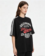 Contrast color letter print short sleeves