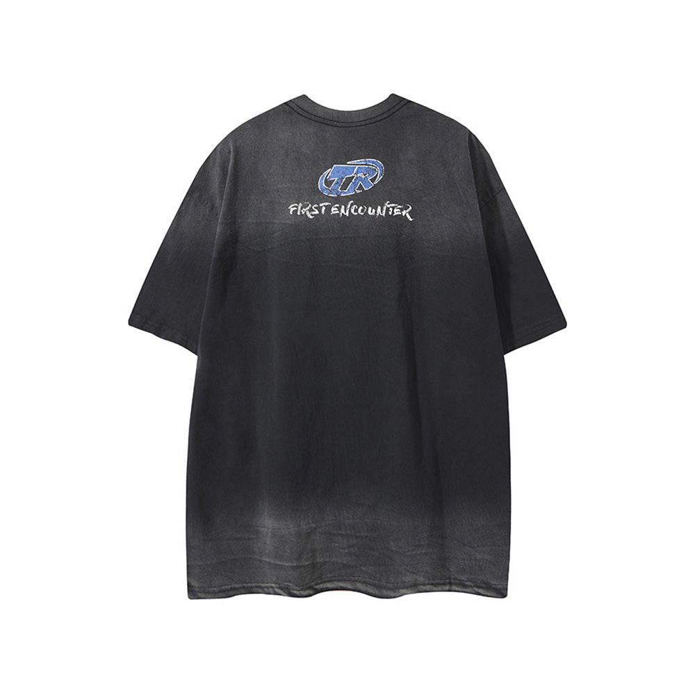 레트로 잉크젯 모터사이클 스타일 반팔