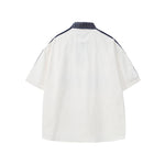 Embroidered contrast plaid short-sleeved shirt