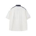 Embroidered contrast plaid short-sleeved shirt