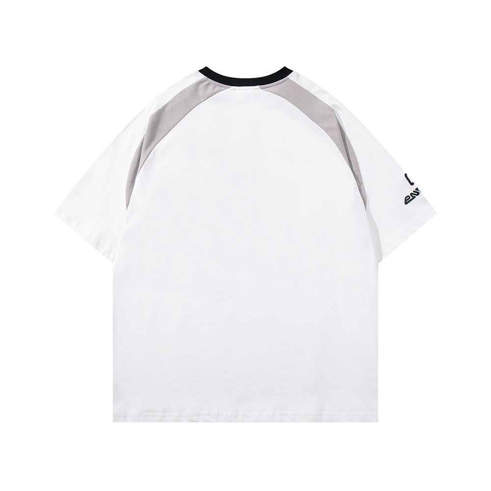 스포츠 스타일 패치워크 반팔