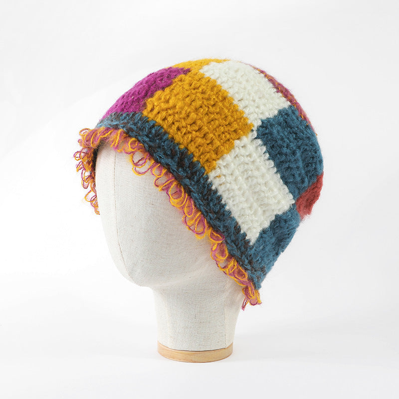 復古撞色拼接漁夫帽