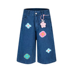 Floral embroidered cropped jeans