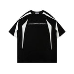 Retro patchwork contrasting raglan short sleeves