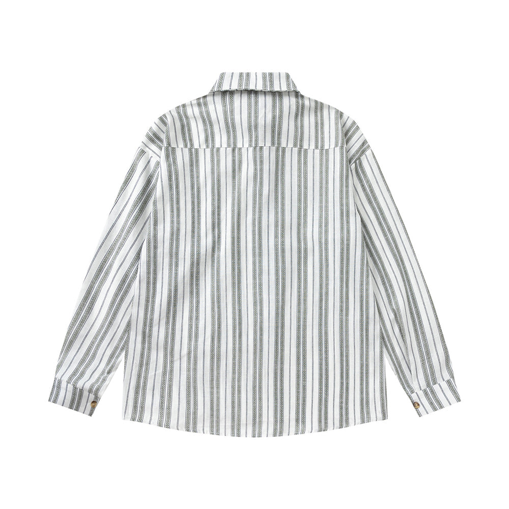 條紋長袖襯衫