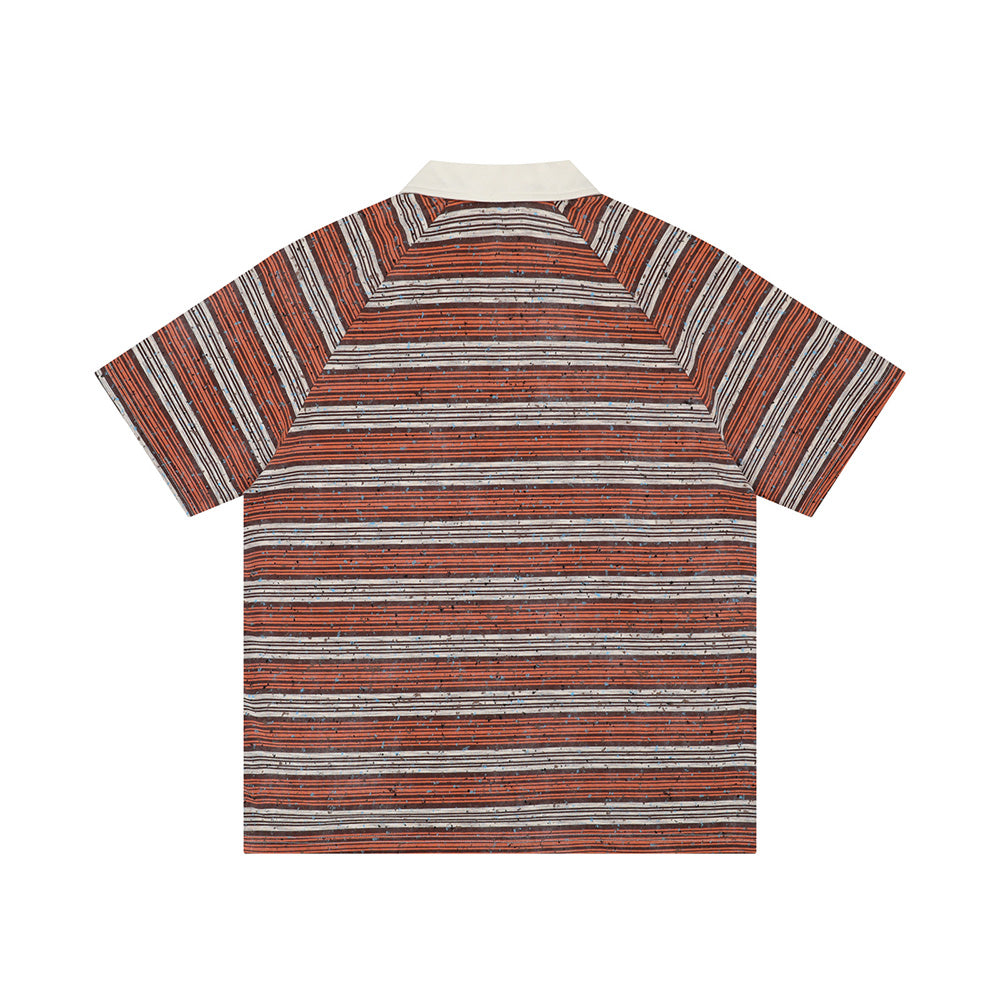 대조적인 줄무늬 짧은 소매